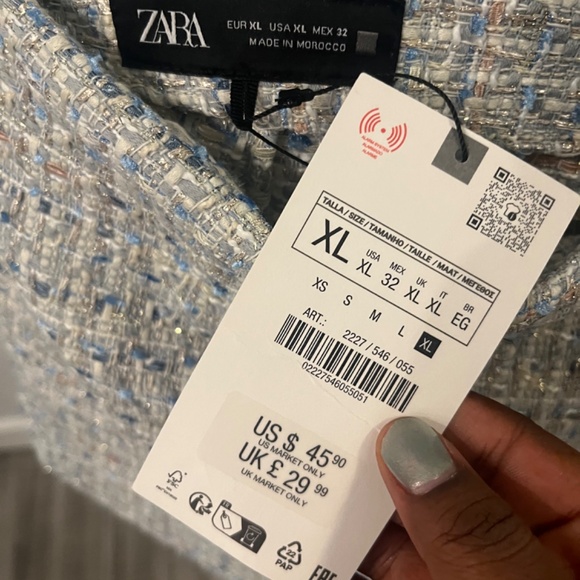 Zara Blue Tweed Skort Size XL - Picture 3 of 3